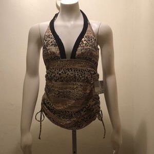 YBL black and gold bathing suit top